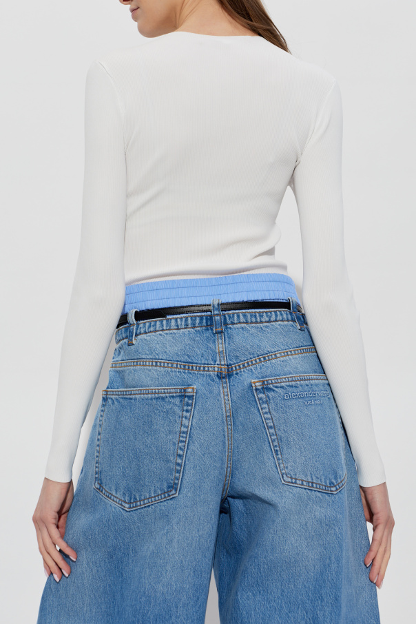 Alexander Wang.t ストレッチニットジャカードロゴタンク White Top with 